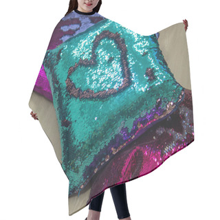 Personality  Heart On A Pillowcase With Sequins.  Hair Cutting Cape