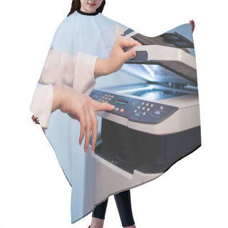 Personality  Woman's Hand With Working Copier Hair Cutting Cape