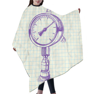 Personality  Sketch Illustration Of A Manometer On Notebook Paper. Hair Cutting Cape