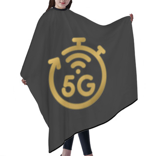 Personality  5g Gold Plated Metalic Icon Or Logo Vector Hair Cutting Cape