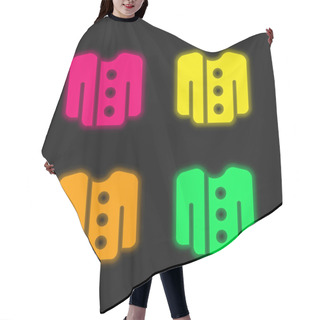 Personality  Big Botton Jacket Four Color Glowing Neon Vector Icon Hair Cutting Cape