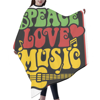 Personality  Peace-Love-Music In Rasta Colors Hair Cutting Cape