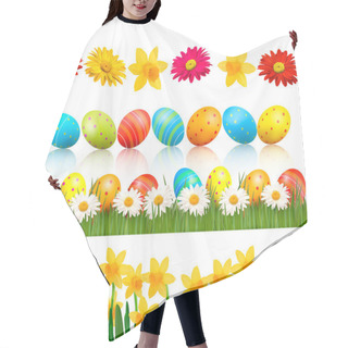 Personality  Big Easter Set With Traditional Eggs And Flowers Vector Hair Cutting Cape
