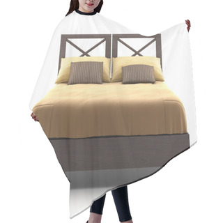 Personality  Brown Wooden Bed Isolated On White Hair Cutting Cape