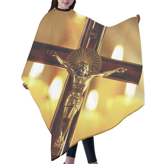 Personality  Crucifix And Church Candles Hair Cutting Cape