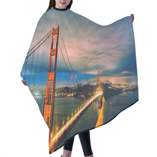 Personality  Panoramic View Of Golden Gate Bridge By Night Hair Cutting Cape
