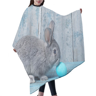 Personality  Easter Egg With Bunny On Blue Old Wooden Background Hair Cutting Cape