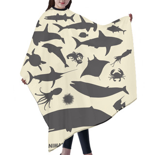Personality  Sea Animals Silhouette Hair Cutting Cape