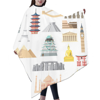 Personality  Landmarks Set In Flat Design Hair Cutting Cape