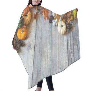 Personality  Autum Background With Leaves, Pumpkins, And Grourds. Hair Cutting Cape