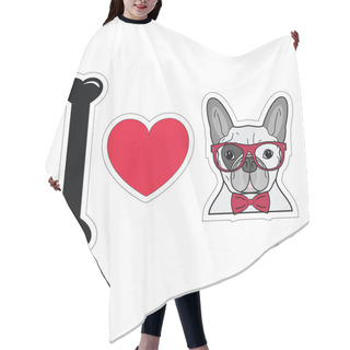 Personality  French Bulldog With Hipster Glasses Hair Cutting Cape