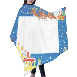 Personality  Border With Christmas Sleigh Of Santa Hair Cutting Cape