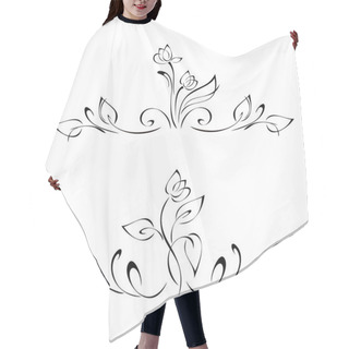 Personality  Two Symmetric Decorative Ornaments With Stylized Flowers, Leaves And Vignettes Hair Cutting Cape