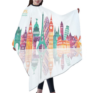Personality  Europe Skyline Detailed Silhouette Hair Cutting Cape