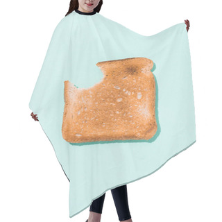 Personality  Top View Of Bitten Crunchy Toast On Blue Surface Hair Cutting Cape