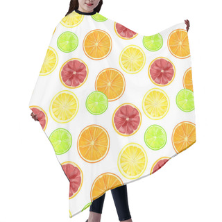 Personality  Seamless Pattern With Citrus Fruits With Orange, Grapefruit, Lemon And Lime On A White Background. Hair Cutting Cape