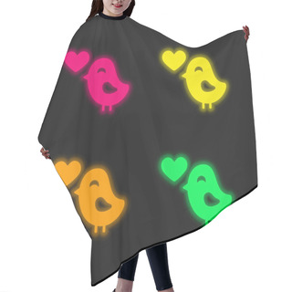 Personality  Bird In Love Four Color Glowing Neon Vector Icon Hair Cutting Cape