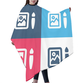 Personality  Art Blue And Red Four Color Minimal Icon Set Hair Cutting Cape