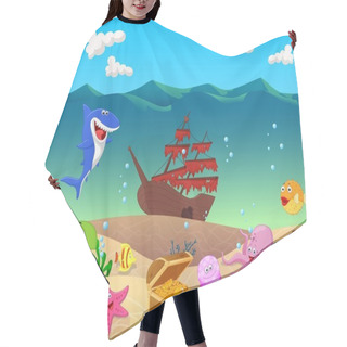Personality  Underwater Background With Old Ship Hair Cutting Cape