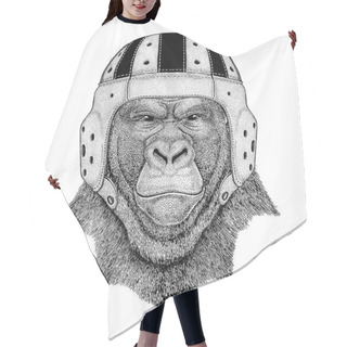 Personality  Gorilla, Monkey, Ape Frightful Animal Wild Animal Wearing Rugby Helmet Sport Illustration Hair Cutting Cape