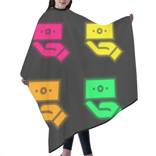 Personality  Bill Four Color Glowing Neon Vector Icon Hair Cutting Cape