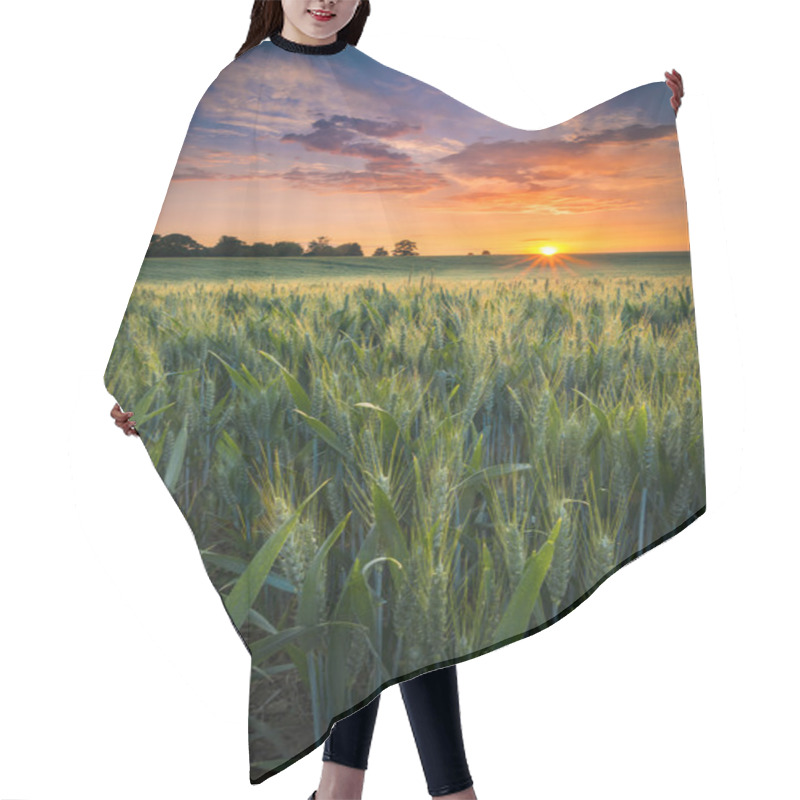 Personality  Sunset Over A Wheat Field Hair Cutting Cape
