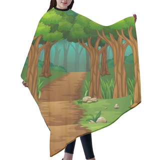 Personality  Forest Scene With Dirt Road Hair Cutting Cape