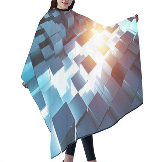 Personality  Glowing Black Blue And Orange Abstract Squares Background Pattern 3D Rendering Hair Cutting Cape