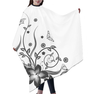 Personality  Gorgeous Black Corner Floral Design Hair Cutting Cape