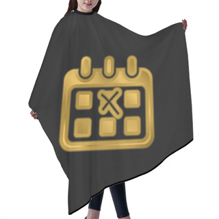 Personality  Birthday Gold Plated Metalic Icon Or Logo Vector Hair Cutting Cape