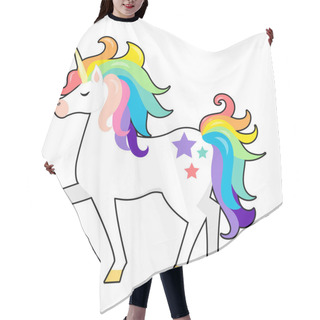 Personality  Cute Unicorn With Rainbow Hair. Vector Cartoon Character Illustration. Design For Child Card, T-shirt. Girls, Kid Design. Isolated On White Background. Hair Cutting Cape