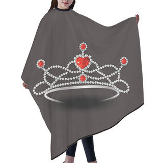 Personality  Concept Of Stylish Diamond Tiara. Hair Cutting Cape