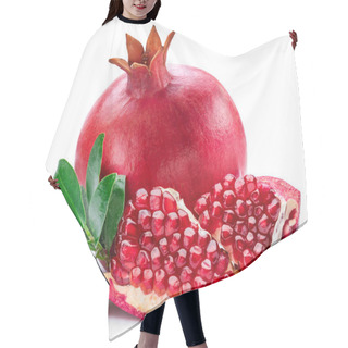 Personality  Ripe Pomegranate Fruits On The White Background. Hair Cutting Cape