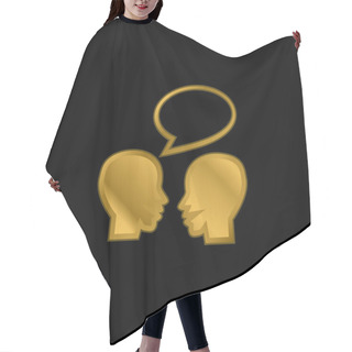 Personality  Bald Professors Talking Gold Plated Metalic Icon Or Logo Vector Hair Cutting Cape