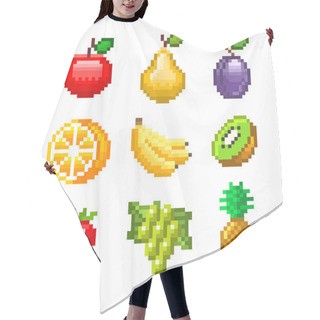 Personality  Pixel Fruits For Games Icons Vector Set Hair Cutting Cape