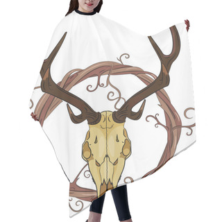 Personality  Deer Skull And Vine Wreath Hair Cutting Cape