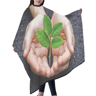 Personality  Two Hands Growing A Young Green Plant Hair Cutting Cape