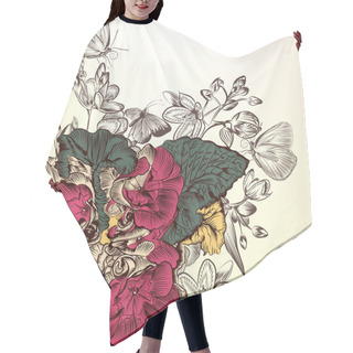 Personality  Floral Background With Engraved Flowers Hair Cutting Cape