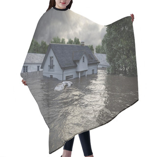 Personality  3d Rendering. Flooding Houses Hair Cutting Cape