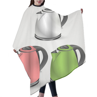 Personality  Vector Set Of Electric Kettles. Hair Cutting Cape