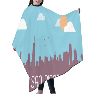 Personality  San Diego Skyline Silhouette Vector Illustration Hair Cutting Cape