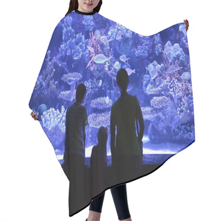 Personality  People Look At A Large Aquarium Hair Cutting Cape