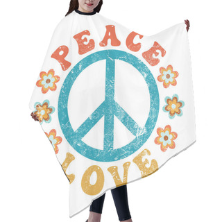 Personality  Peace & Love - Hippie Peace Sign With Flowers - Retro 60s 70s Design Hair Cutting Cape