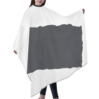 Personality  Ripped Textured White Paper With Rolled Edge On Black Background  Hair Cutting Cape