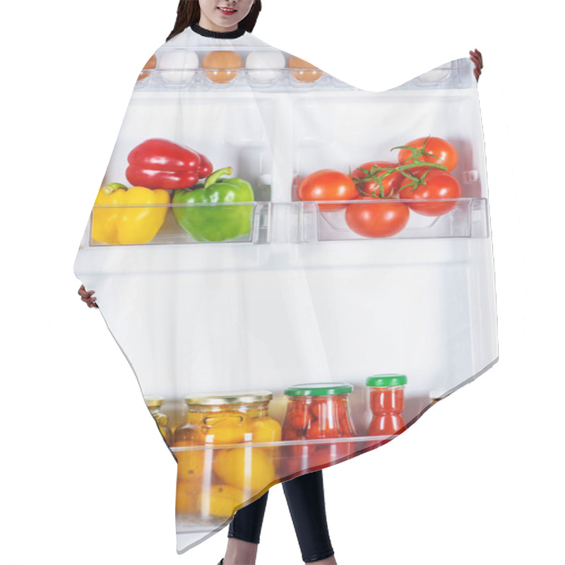 Personality  Tasty Ripe And Preserved Vegetables In Fridge Hair Cutting Cape