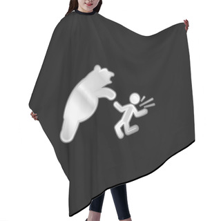 Personality  Bear Attacking Silver Plated Metallic Icon Hair Cutting Cape