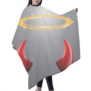 Personality  Set Of A Horns And A Halo On Gray Background Hair Cutting Cape
