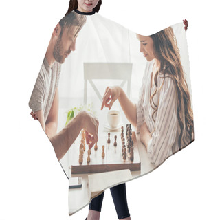 Personality  Young Couple Playing Chess At Home Hair Cutting Cape