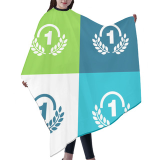 Personality  Award Medal Of Number One With Olive Branches Flat Four Color Minimal Icon Set Hair Cutting Cape
