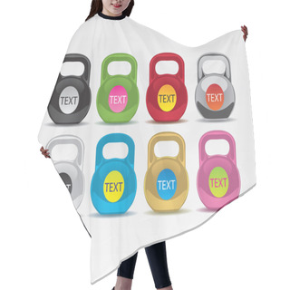 Personality  Set Icons From Eight Multicoloured Weights Hair Cutting Cape